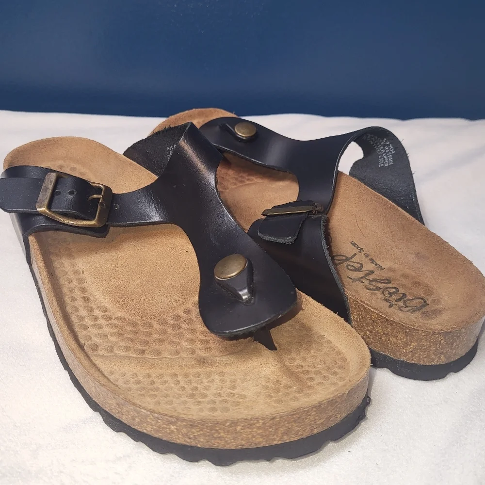 Biostep Women's Sandals Size‎ 6.5 Black Leather Uppers Made In Spain